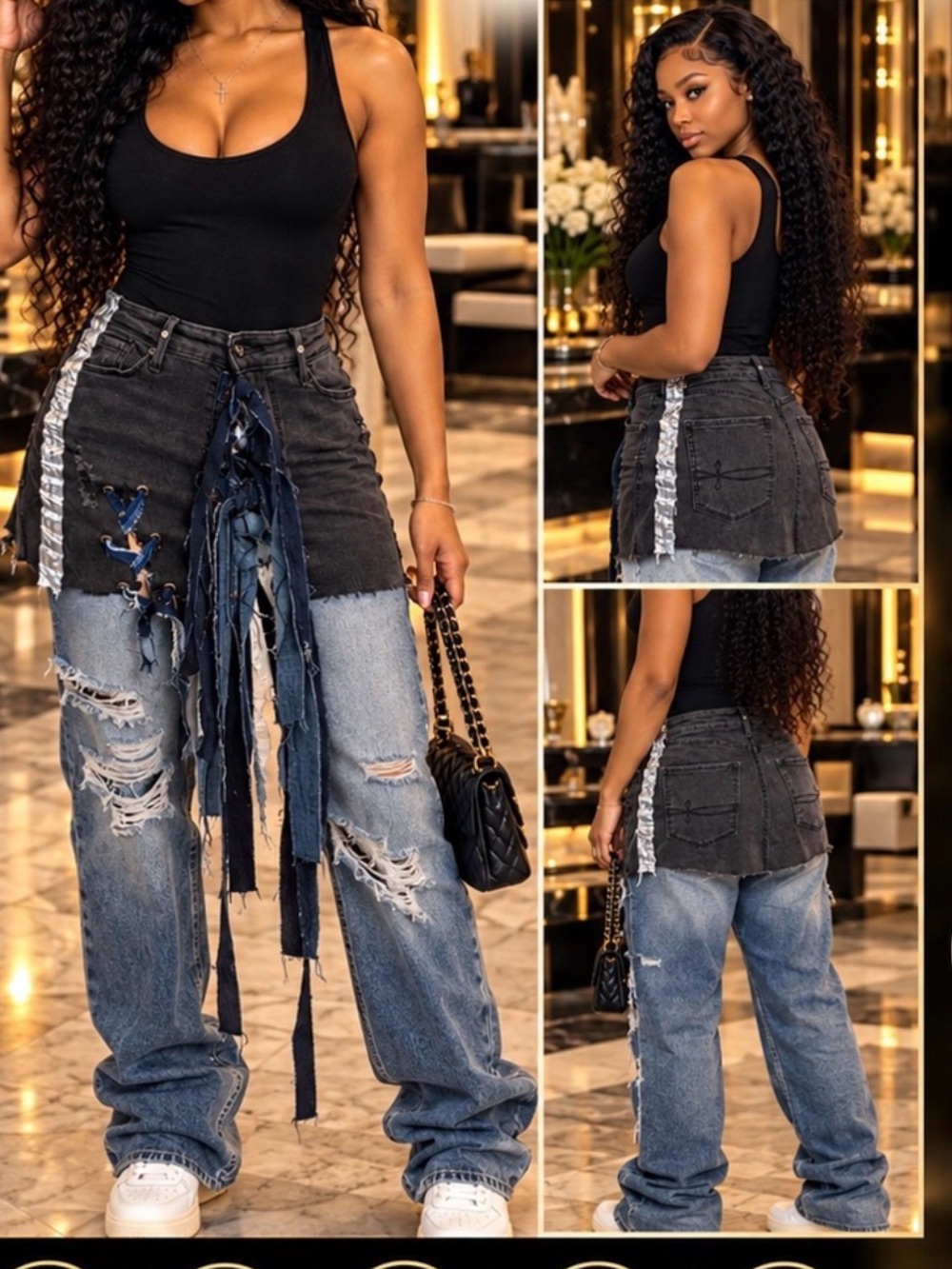 Custom Women's Two-Tone Distressed mini